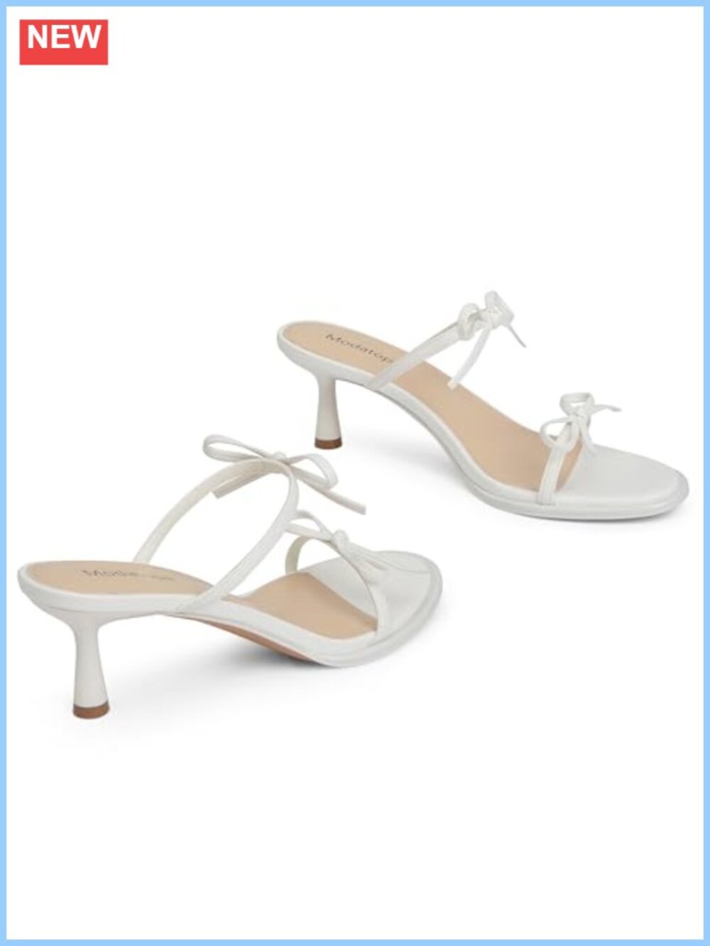 Kitten Heel Sandals Two Strap Rounded Toe Slip On - Picture 4 of 6